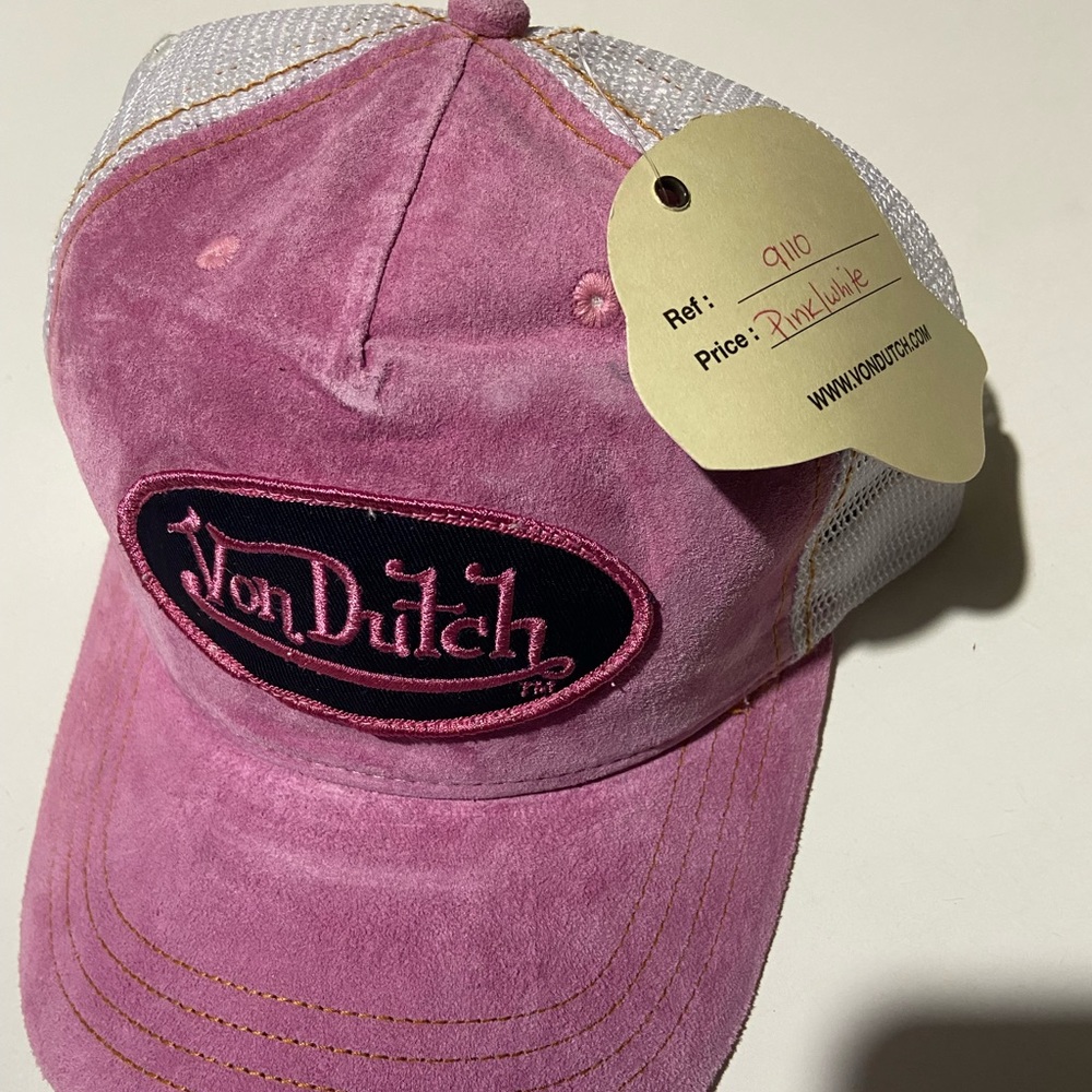 New! Von Dutch pink and white trucker hat